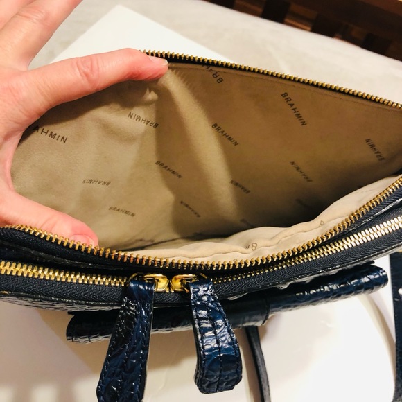 Brahmin Theo IPad/Tablet Navy Melbourne crossbody/Shoulder Bag - Picture 7 of 10